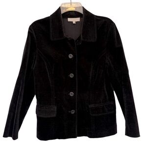 Talbots Velvet Blazer Jacket Black Size 8 Petite